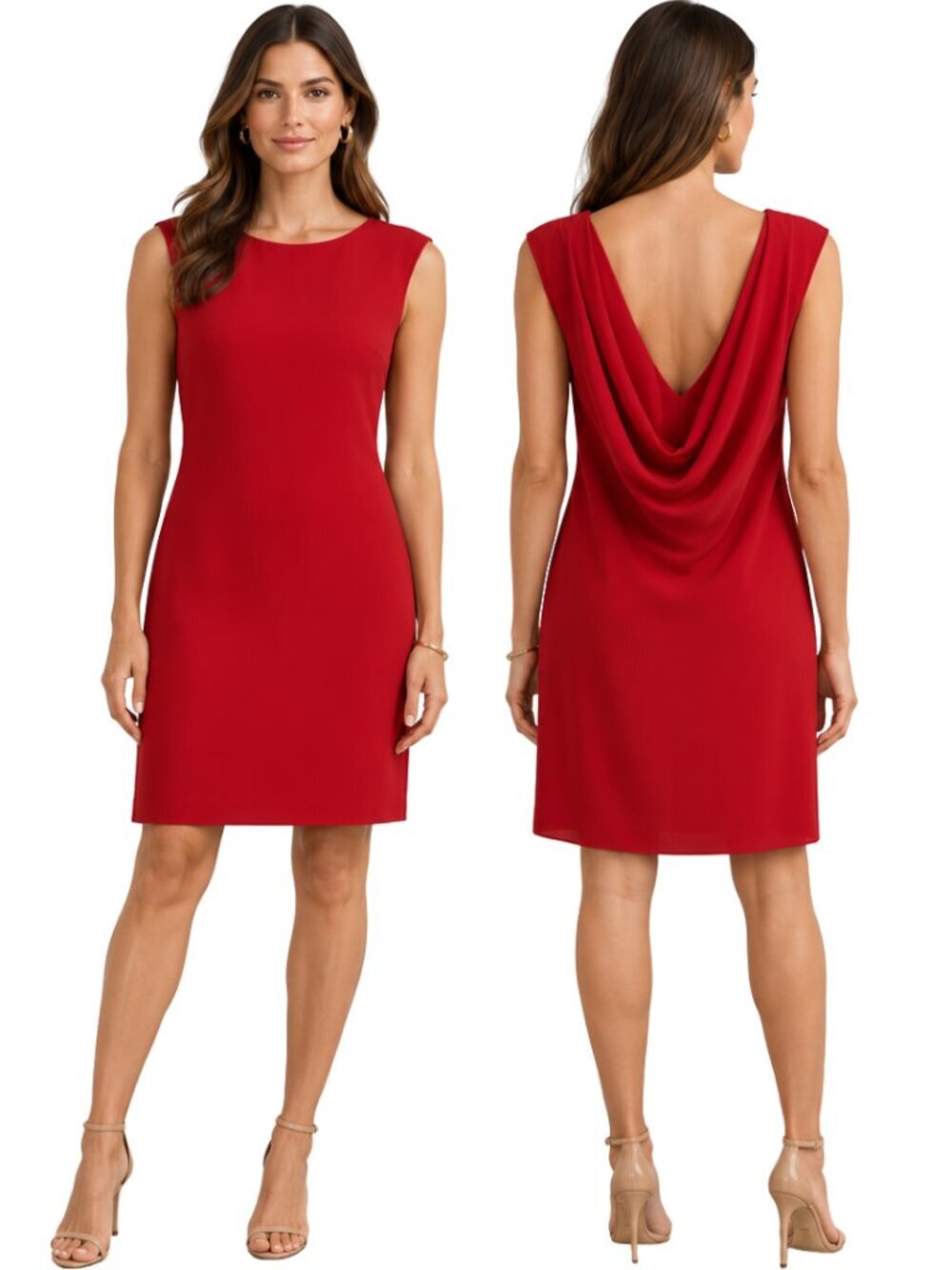 Trina Turk Horizon Draped Back Sheath Dress Women's 8 Red Cocktail Designer NWT